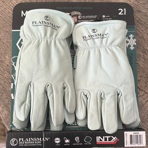 Men's Cold Weather Leather Gloves - Light Green